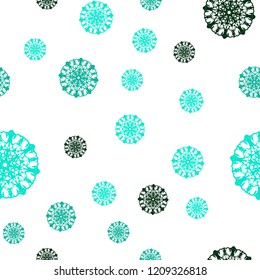 Light Green vector seamless cover with beautiful snowflakes. Decorative shining illustration with snow on abstract template. Pattern for design of window blinds, curtains.