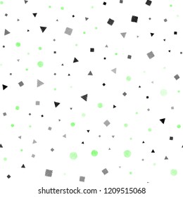 Light Green vector seamless cover with polygonal style with circles. Circles, lines, rhombus with colorful gradient. Trendy design for wallpaper, fabric makers.