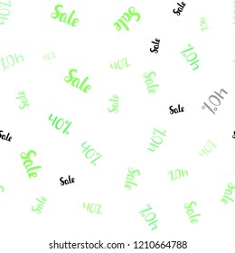 Light Green vector seamless cover with symbols of 40 % sales. Abstract illustration with colorful gradient symbols of sales. Design for business ads, commercials.