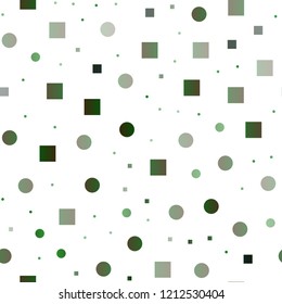Light Green vector seamless cover with circles, cubes. Colorful illustration with circles, squares in nature style. Template for business cards, websites.
