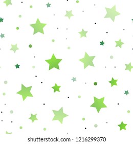 Light Green vector seamless cover with small and big stars. Modern geometrical abstract illustration with stars. The template can be used as a background.