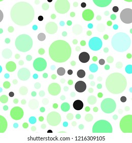 Light Green vector seamless cover with spots. Modern abstract illustration with colorful water drops. Pattern can be used for ads, leaflets.