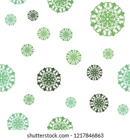 Light Green vector seamless cover with beautiful snowflakes. Modern geometrical abstract illustration with crystals of ice. Design for textile, fabric, wallpapers.