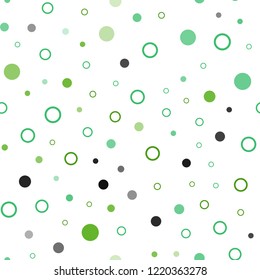 Light Green vector seamless cover with spots. Glitter abstract illustration with blurred drops of rain. Template for business cards, websites.