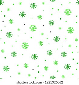 Light Green vector seamless cover with beautiful snowflakes. Colorful snowflakes with gradient on abstract background. Pattern for design of window blinds, curtains.