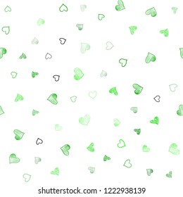 Light Green vector seamless cover with Shining hearts. Illustration with hearts in love concept for valentine's day. Beautiful design for your business advert of anniversary.