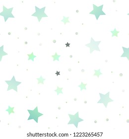Light Green vector seamless cover with small and big stars. Glitter abstract illustration with colored stars. The pattern can be used for websites.