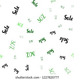 Light Green vector seamless cover with symbols of 30 % sales. Illustration with signs of sales on abstract template. Backdrop for ads, leaflets of Black Friday.