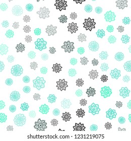 Light Green vector seamless cover with beautiful snowflakes. Modern geometrical abstract illustration with crystals of ice. Trendy design for wallpaper, fabric makers.
