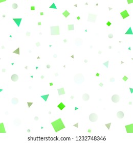 Light Green vector seamless cover in polygonal style with circles. Glitter abstract illustration with spheres, squares, lines. Trendy design for wallpaper, fabric makers.