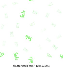 Light Green vector seamless cover with symbols of 30, 40, 50 % sales. Abstract illustration with colorful gradient symbols of sales. Design for business ads, commercials.