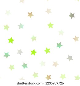 Light Green vector seamless cover with small and big stars. Shining colored illustration with stars. The pattern can be used for new year ad, booklets.