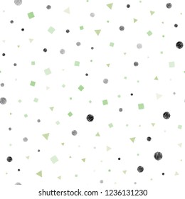 Light Green vector seamless cover with polygonal style with circles. Circles, lines, rhombus with colorful gradient. Trendy design for wallpaper, fabric makers.