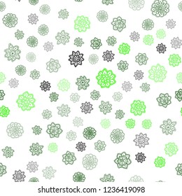 Light Green vector seamless cover with beautiful snowflakes. Modern geometrical abstract illustration with crystals of ice. Design for textile, fabric, wallpapers.