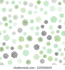 Light Green vector seamless cover with beautiful snowflakes. Modern geometrical abstract illustration with crystals of ice. Pattern for design of window blinds, curtains.