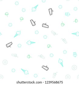 Light Green vector seamless cover with cuisine gourmet. Decorative shining illustration with food on abstract template. Template for meal cooking in kitchen.