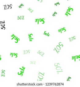 Light Green vector seamless cover with symbols of 50 % sales. Shining colorful illustration with isolated selling prices. Backdrop for super sales on Black Friday.