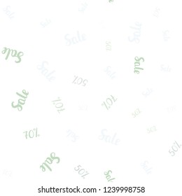 Light Green vector seamless cover with symbols of 30, 50, 70 % sales. Gradient illustration with discount signs on white backdrop. Template for season sales, shopping ads.