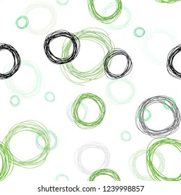 Light Green vector seamless cover with spots. Blurred bubbles on abstract background with colorful gradient. Design for textile, fabric, wallpapers.