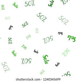 Light Green vector seamless cover with symbols of 50 % sales. Colorful set of  percentage signs in simple style. Pattern for ads, posters, banners of sales.