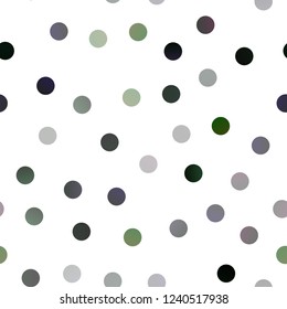 Light Green vector seamless cover with spots. Blurred bubbles on abstract background with colorful gradient. Pattern can be used as texture of water, rain drops.