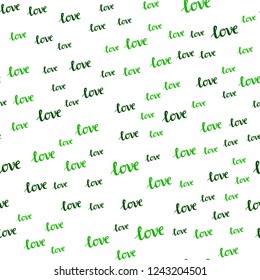 Light Green vector seamless cover with quote LOVE YOU. Phrase LOVE YOU with colorful gradient in abstract style. Design for wallpaper, fabric makers.