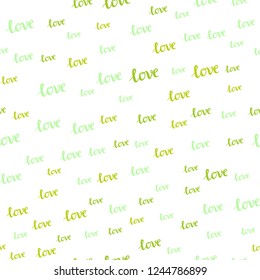 Light Green vector seamless cover with quote LOVE YOU. Illustration with phrase LOVE YOU for valentine's day. Design for wallpaper, fabric makers.