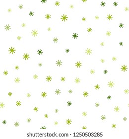 Light Green vector seamless cover with beautiful snowflakes. Modern geometrical abstract illustration with snowflakes. Texture for window blinds, curtains.