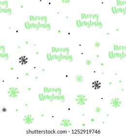 Light Green vector seamless cover with beautiful snowflakes. Colorful snowflakes with gradient on abstract background. Pattern for trendy fabric, wallpapers.