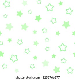Light Green vector seamless cover with small and big stars. Modern geometrical abstract illustration with stars. Design for wallpaper, fabric makers.