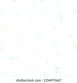Light Green vector seamless cover with symbols of 50 % sales. Abstract illustration with colorful gradient symbols of sales. Backdrop for ads, leaflets of Black Friday.