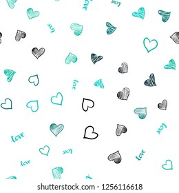 Light Green vector seamless cover with quote LOVE YOU, hearts. Colorful illustration with quote LOVE YOU, hearts. Design for wallpaper, fabric makers.