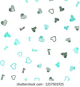 Light Green vector seamless cover with quote LOVE YOU, hearts. Colorful illustration with quote LOVE YOU, hearts. Design for wallpaper, fabric makers.