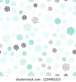 Light Green vector seamless cover with beautiful snowflakes. Glitter abstract illustration with crystals of ice. Pattern for design of window blinds, curtains.