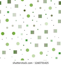Light Green vector seamless cover with circles, cubes. Abstract backdrop with colorful circles, rectangles. Pattern for trendy fabric, wallpapers.