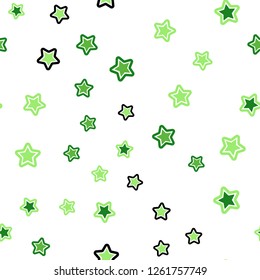 Light Green vector seamless cover with small and big stars. Modern geometrical abstract illustration with stars. Pattern for trendy fabric, wallpapers.