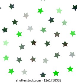 Light Green vector seamless cover with small and big stars. Blurred decorative design in simple style with stars. Smart design for your business advert.