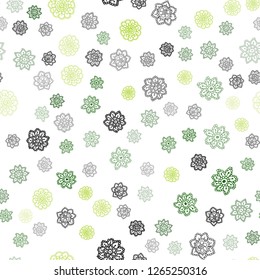 Light Green vector seamless cover with beautiful snowflakes. Blurred decorative design in xmas style with snow. Pattern for design of window blinds, curtains.