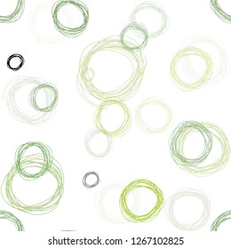 Light Green vector seamless cover with spots. Blurred decorative design in abstract style with bubbles. Texture for window blinds, curtains.