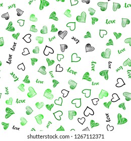 Light Green vector seamless cover with quote LOVE YOU, hearts. Colorful gradient phrase LOVE YOU, hearts in abstract style. Design for wallpaper, fabric makers.