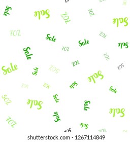 Light Green vector seamless cover with symbols of 30, 50, 70 % sales. Colorful set of  percentage signs in simple style. Backdrop for ads, leaflets of Black Friday.
