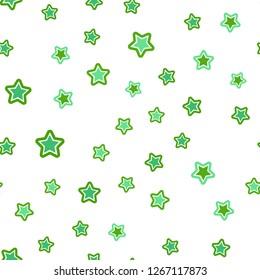 Light Green vector seamless cover with small and big stars. Decorative shining illustration with stars on abstract template. Design for wallpaper, fabric makers.