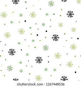 Light Green vector seamless cover with beautiful snowflakes. Modern geometrical abstract illustration with snowflakes. Pattern for trendy fabric, wallpapers.
