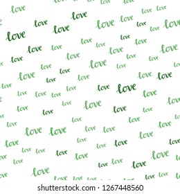 Light Green vector seamless cover with quote LOVE YOU. Phrase LOVE YOU with colorful gradient in abstract style. Texture for window blinds, curtains.