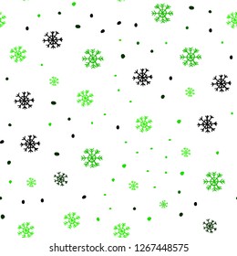 Light Green vector seamless cover with beautiful snowflakes. Colorful snowflakes with gradient on abstract background. Pattern for design of window blinds, curtains.