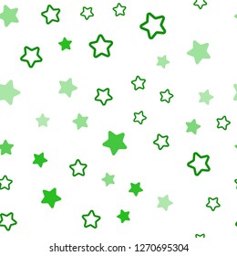 Light Green vector seamless cover with small and big stars. Modern geometrical abstract illustration with stars. Design for wallpaper, fabric makers.