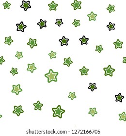 Light Green vector seamless cover with small and big stars. Stars on blurred abstract background with gradient. Design for wallpaper, fabric makers.