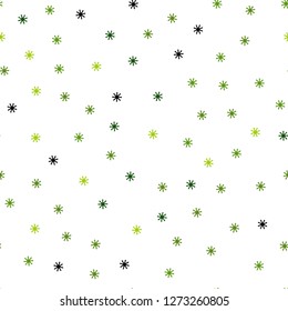 Light Green vector seamless cover with beautiful snowflakes. Colorful decorative design in xmas style with snow. Design for wallpaper, fabric makers.