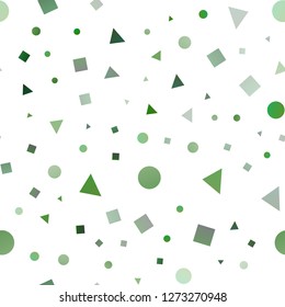 Light Green vector seamless cover in polygonal style with circles. Abstract illustration with colorful dots, lines, cubes. Trendy design for wallpaper, fabric makers.