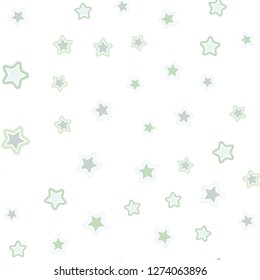 Light Green vector seamless cover with small and big stars. Decorative shining illustration with stars on abstract template. Template for business cards, websites.